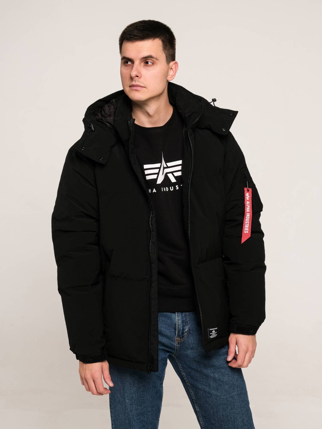 Пуховик / Парка теплая мужская "Puffer Parka" (Black) Alpha Industries