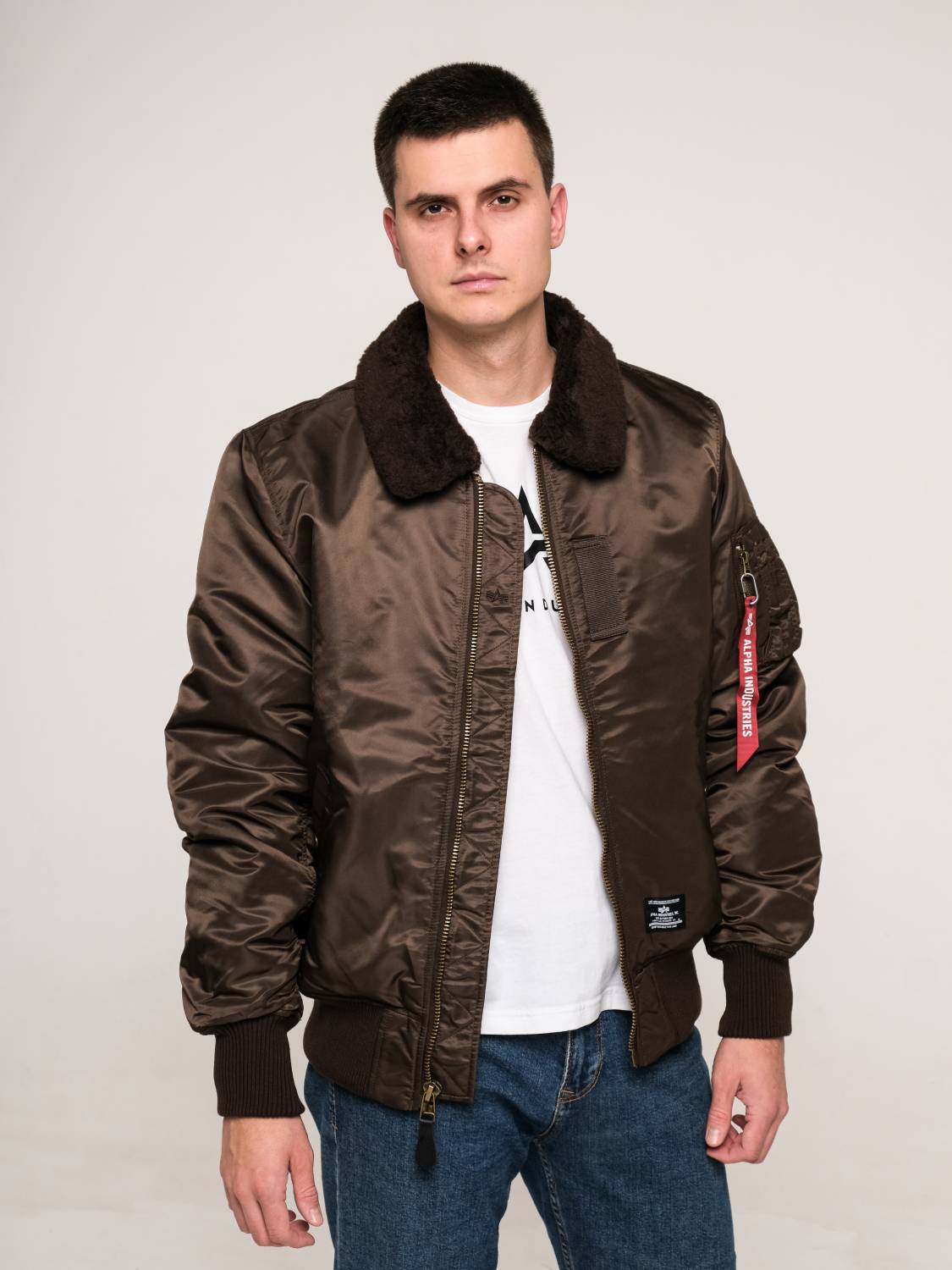 Куртка / Бомбер утепленный мужской ''B-15 MOD'' (Chocolate) Alpha Industries