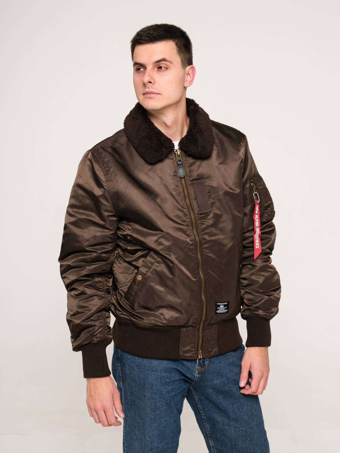 Куртка / Бомбер утепленный мужской ''B-15 MOD'' (Chocolate) Alpha Industries
