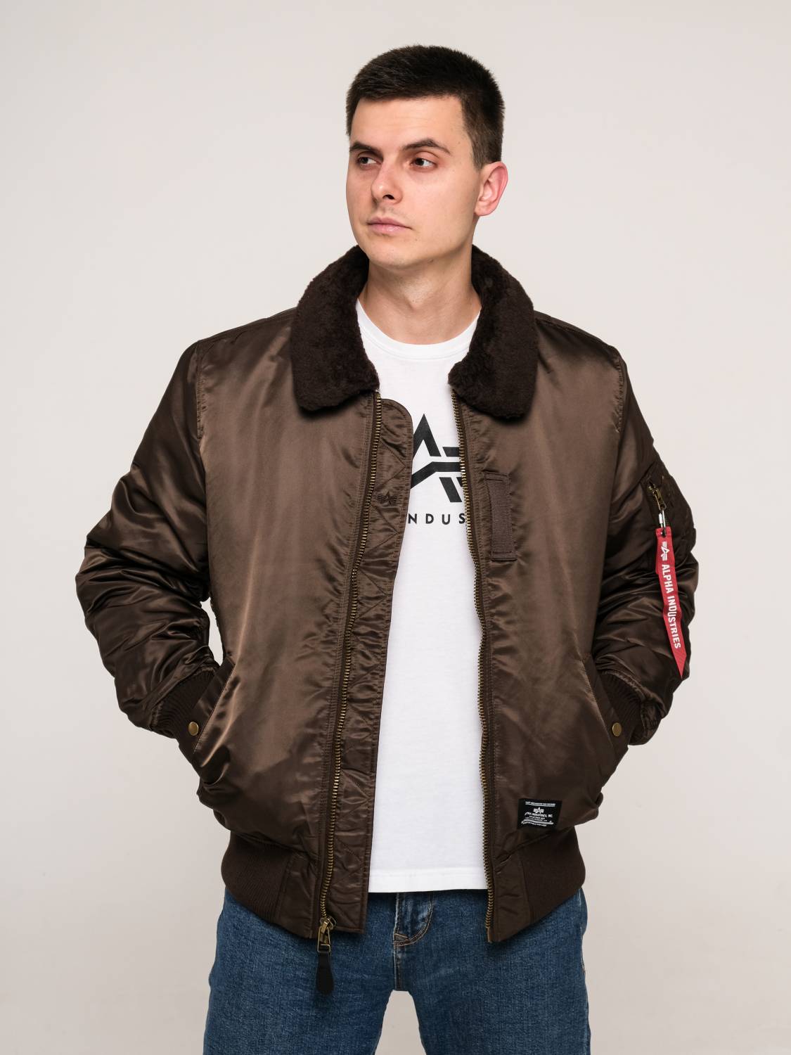 Куртка / Бомбер утепленный мужской ''B-15 MOD'' (Chocolate) Alpha Industries