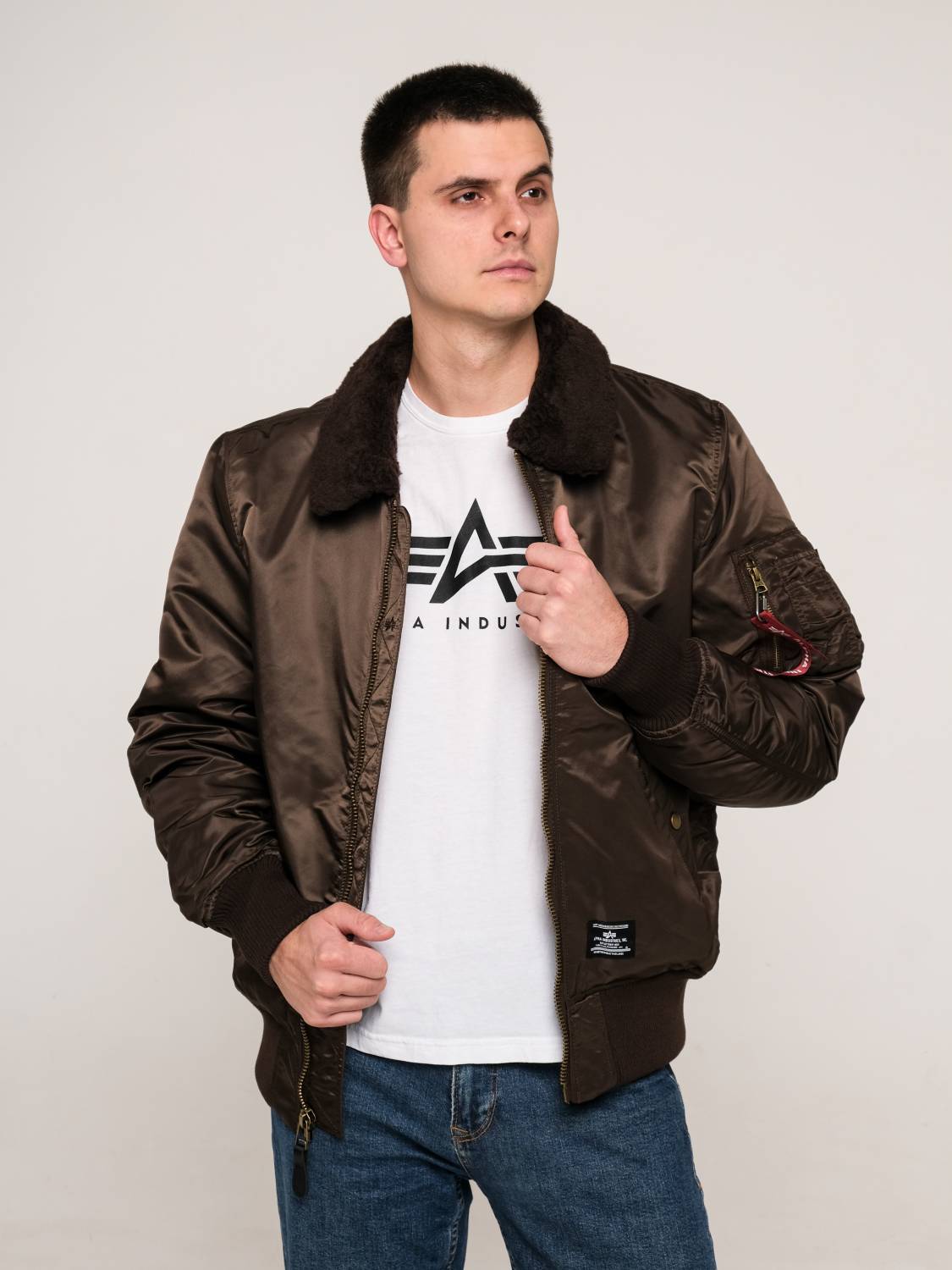 Куртка / Бомбер утепленный мужской ''B-15 MOD'' (Chocolate) Alpha Industries