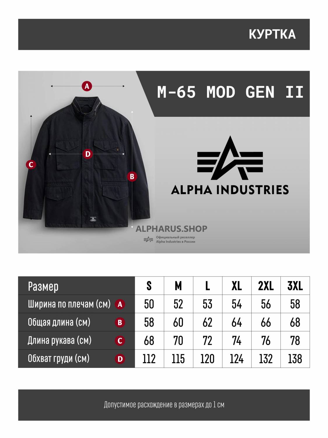 Куртка мужская "M-65 MOD Gen II" (Black) Alpha Industries