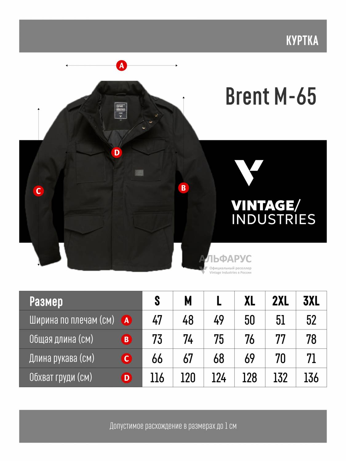 Куртка утепленная мужская "Brent" (Black) Vintage Industries