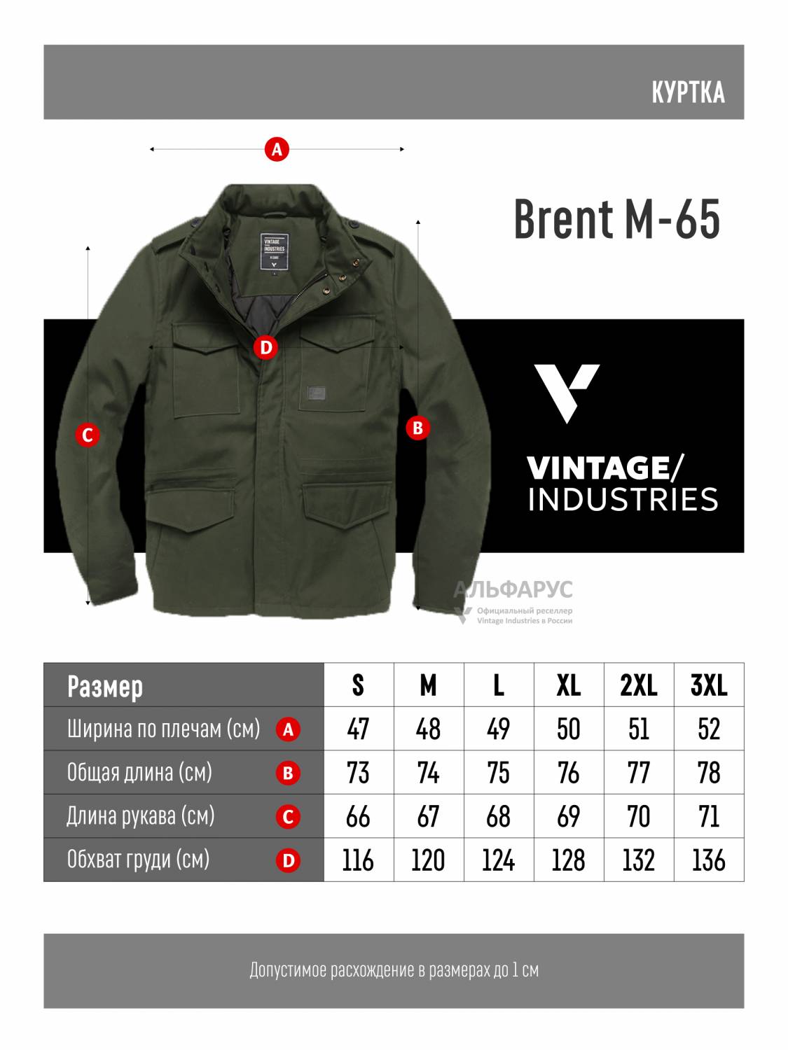 Куртка утепленная мужская "Brent" (Dark Olive) Vintage Industries