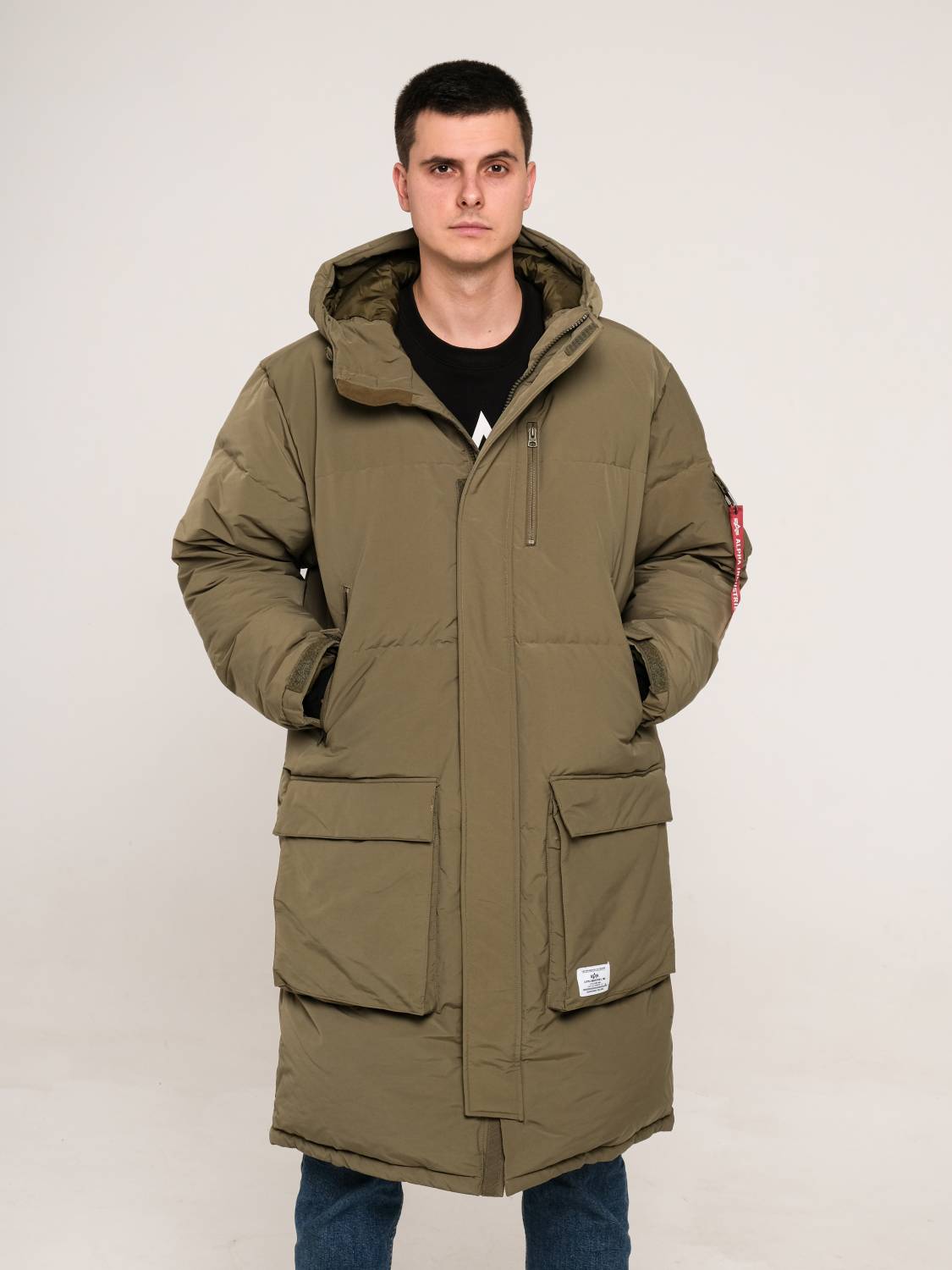 Пуховик / Парка теплая длинная мужская "Long Puffer Parka" (OG-107 Green) Alpha Industries