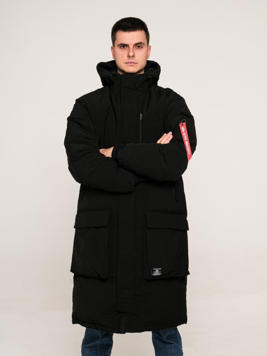 Пуховик / Парка теплая длинная мужская "Long Puffer Parka" (Black) Alpha Industries