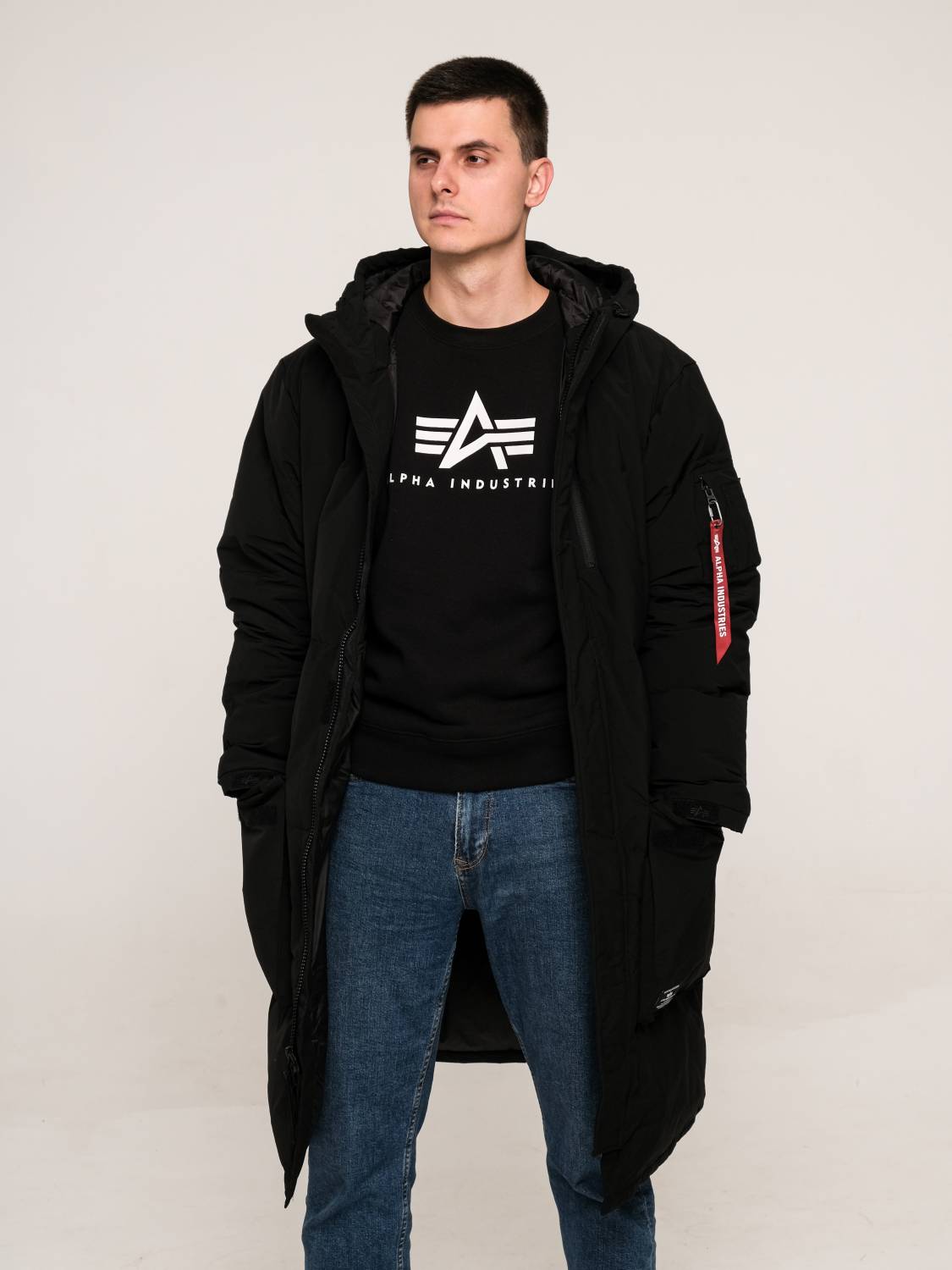 Пуховик / Парка теплая длинная мужская "Long Puffer Parka" (Black) Alpha Industries