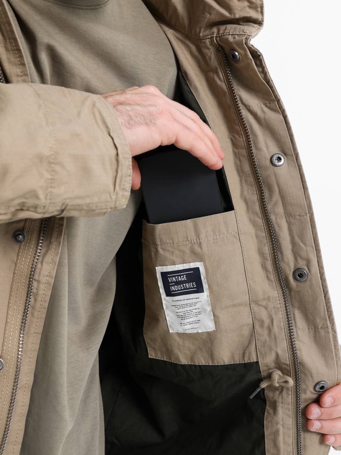 Куртка / Ветровка мужская "Cranford" (Dark Khaki) Vintage Industries