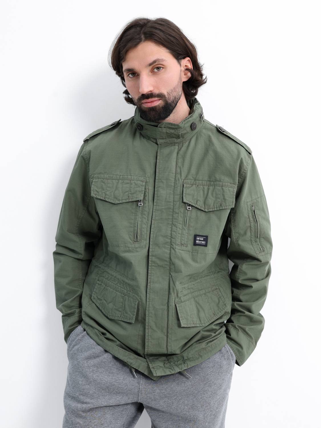 Куртка / Ветровка мужская "Cranford" (Olive Drab) Vintage Industries