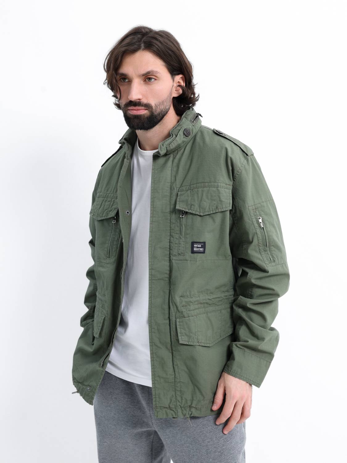 Куртка / Ветровка мужская "Cranford" (Olive Drab) Vintage Industries Куртка / Ветровка мужская "Cranford" (Olive Drab) Vintage Industries