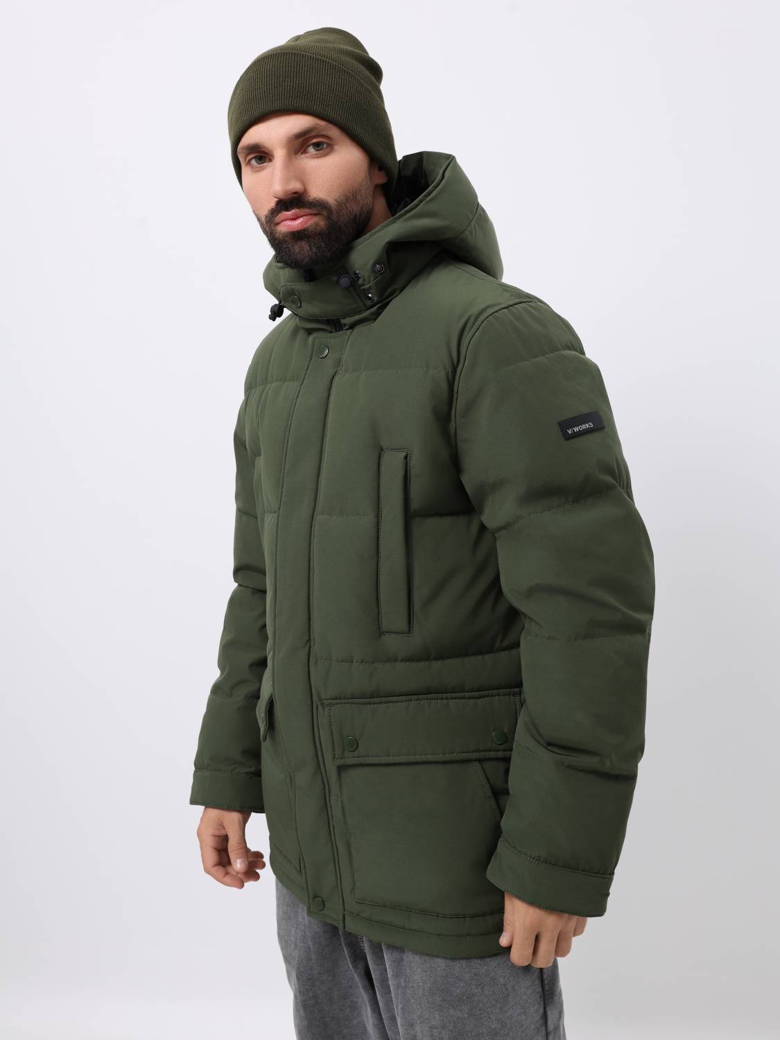Куртка / Парка теплая пуховая мужская "Milo" (Drab) Vintage Industries