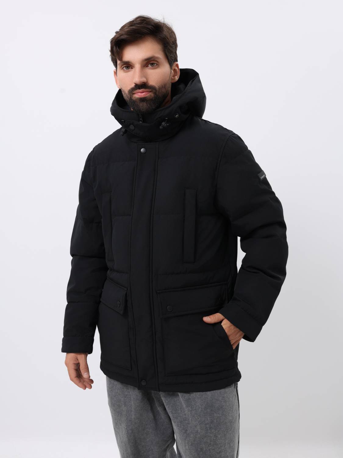 Куртка / Парка теплая пуховая мужская "Milo" (Black) Vintage Industries