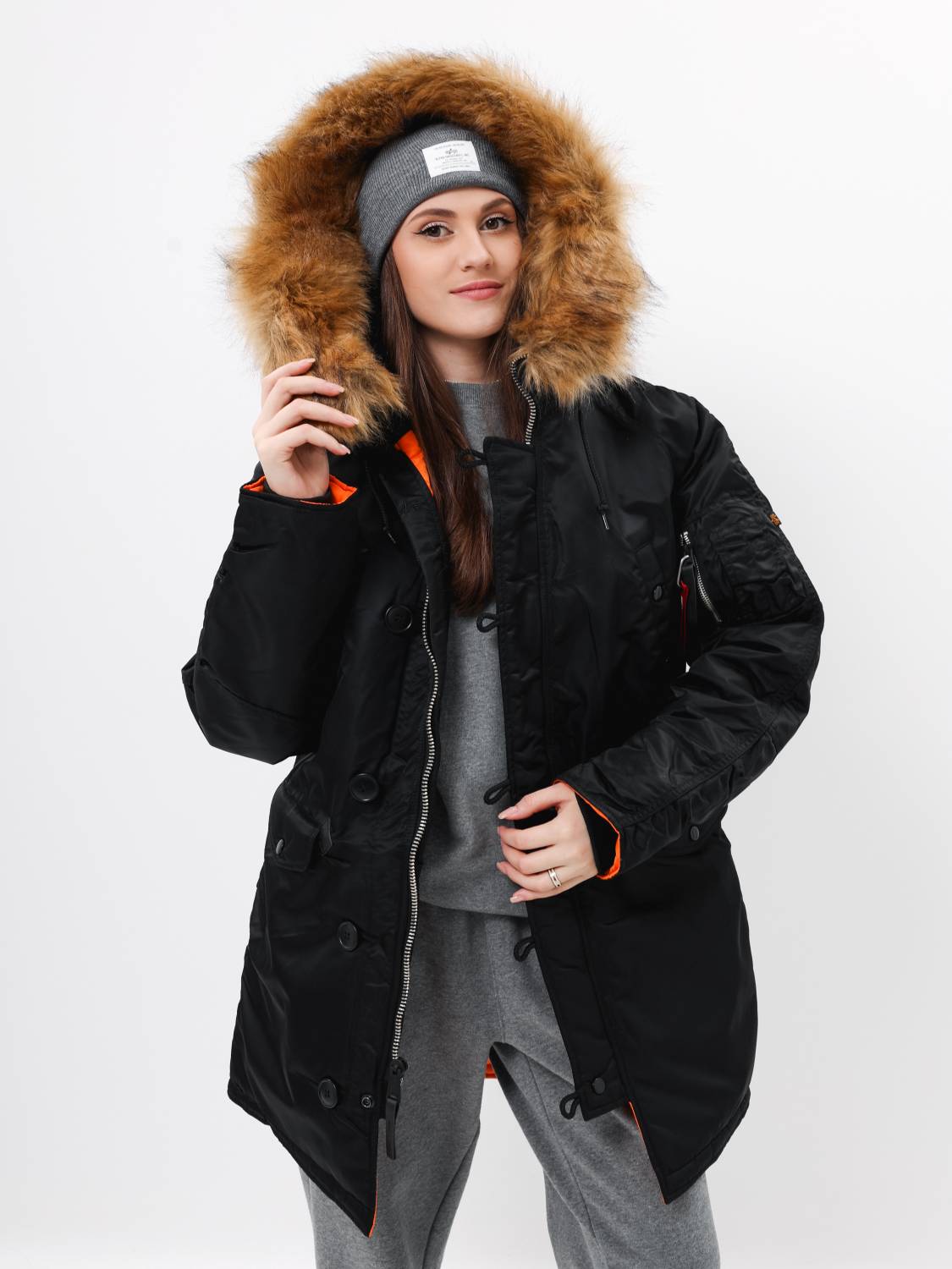 Куртка / Парка теплая женская "N-3B W" (Black) Alpha Industries