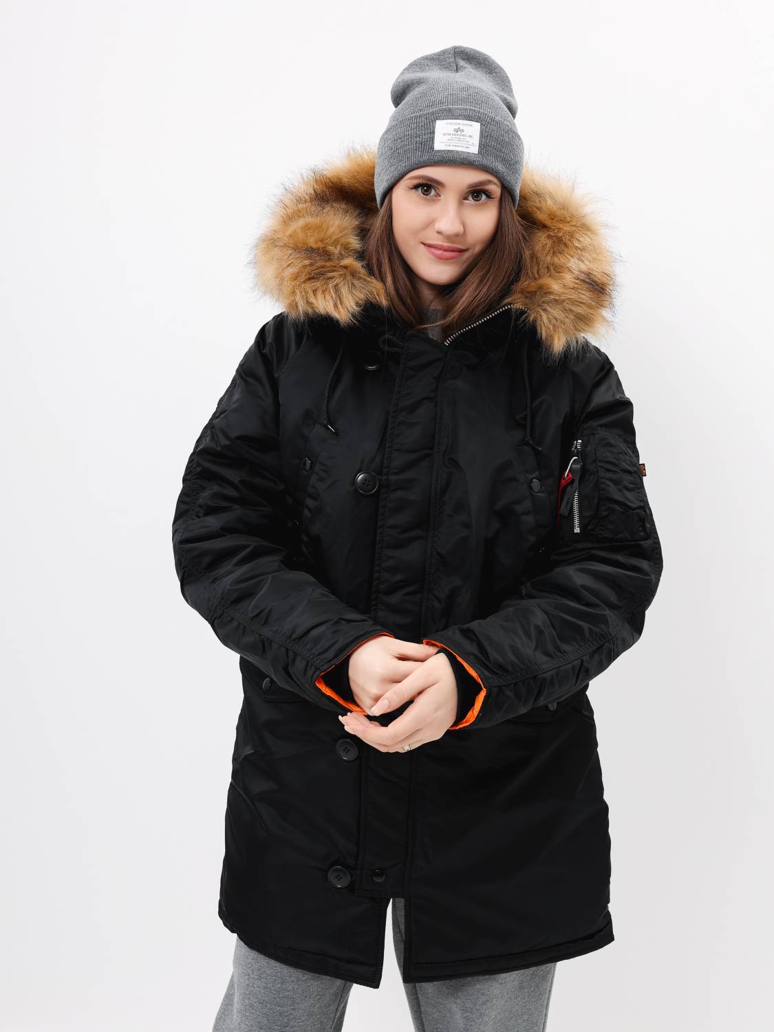 Куртка / Парка теплая женская "N-3B W" (Black) Alpha Industries