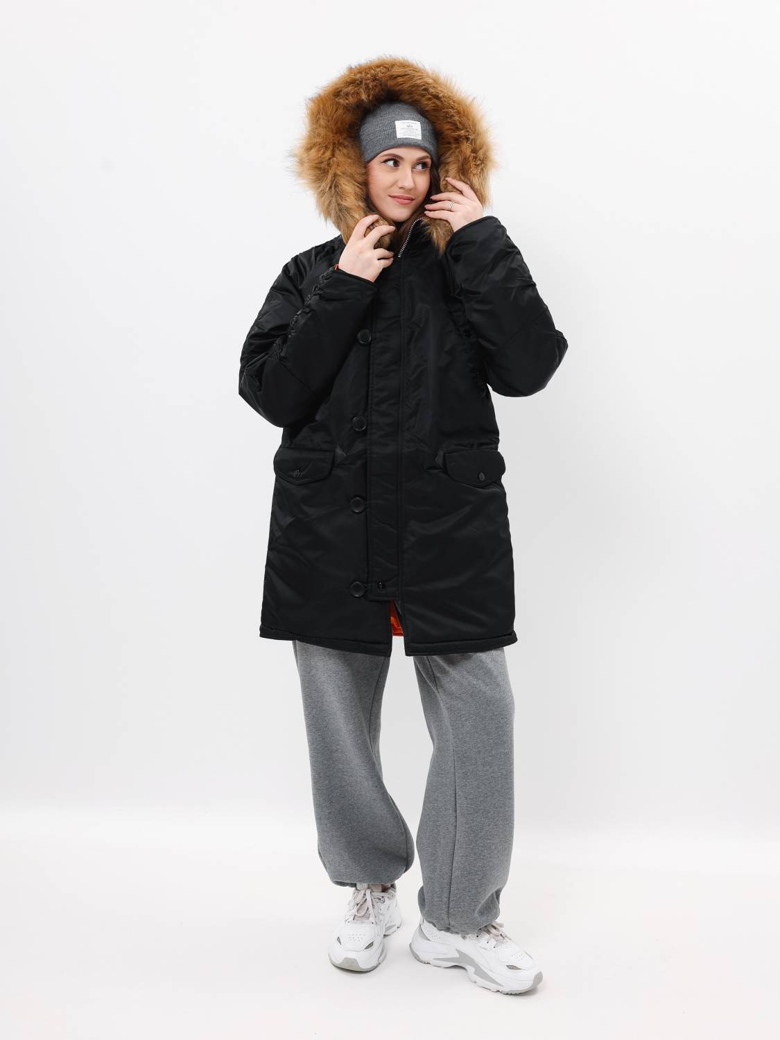 Куртка / Парка теплая женская "N-3B W" (Black) Alpha Industries