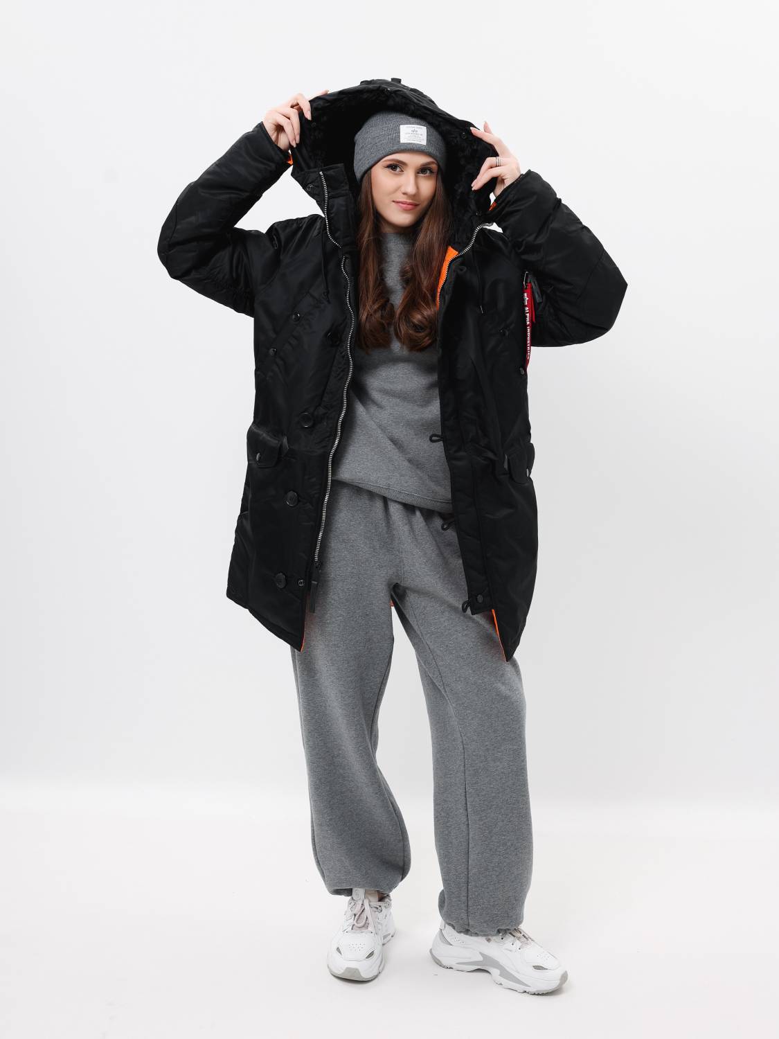 Куртка / Парка теплая женская "N-3B W" (Black) Alpha Industries