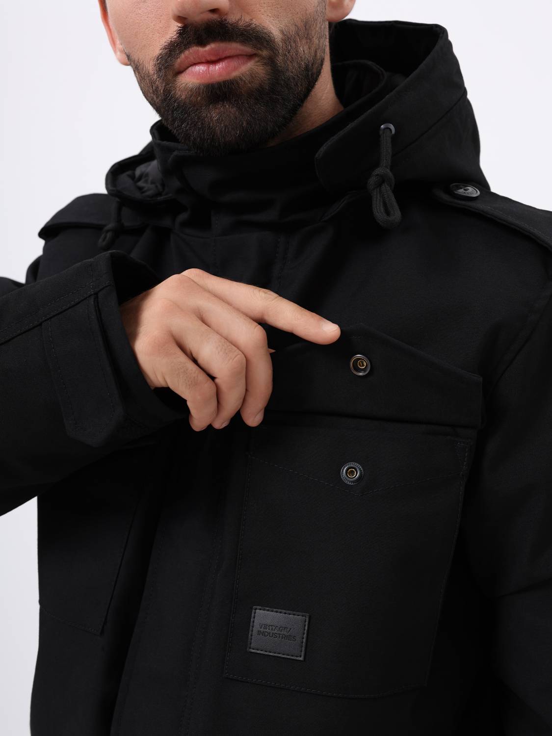 Куртка / Парка утепленная мужская "Darren" (Black) Vintage Industries