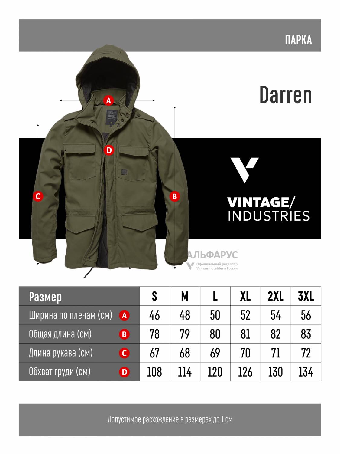 Куртка / Парка утепленная мужская "Darren" (Olive Drab) Vintage Industries Куртка / Парка утепленная мужская "Darren" (Olive Drab) Vintage Industries