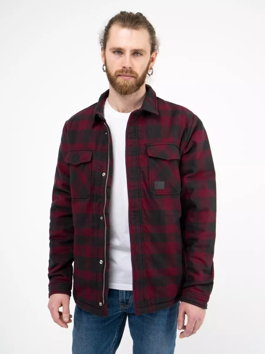 Куртка-рубашка / Шерпа утепленная мужская ''Craft'' (Burgundy Check) Vintage Industries