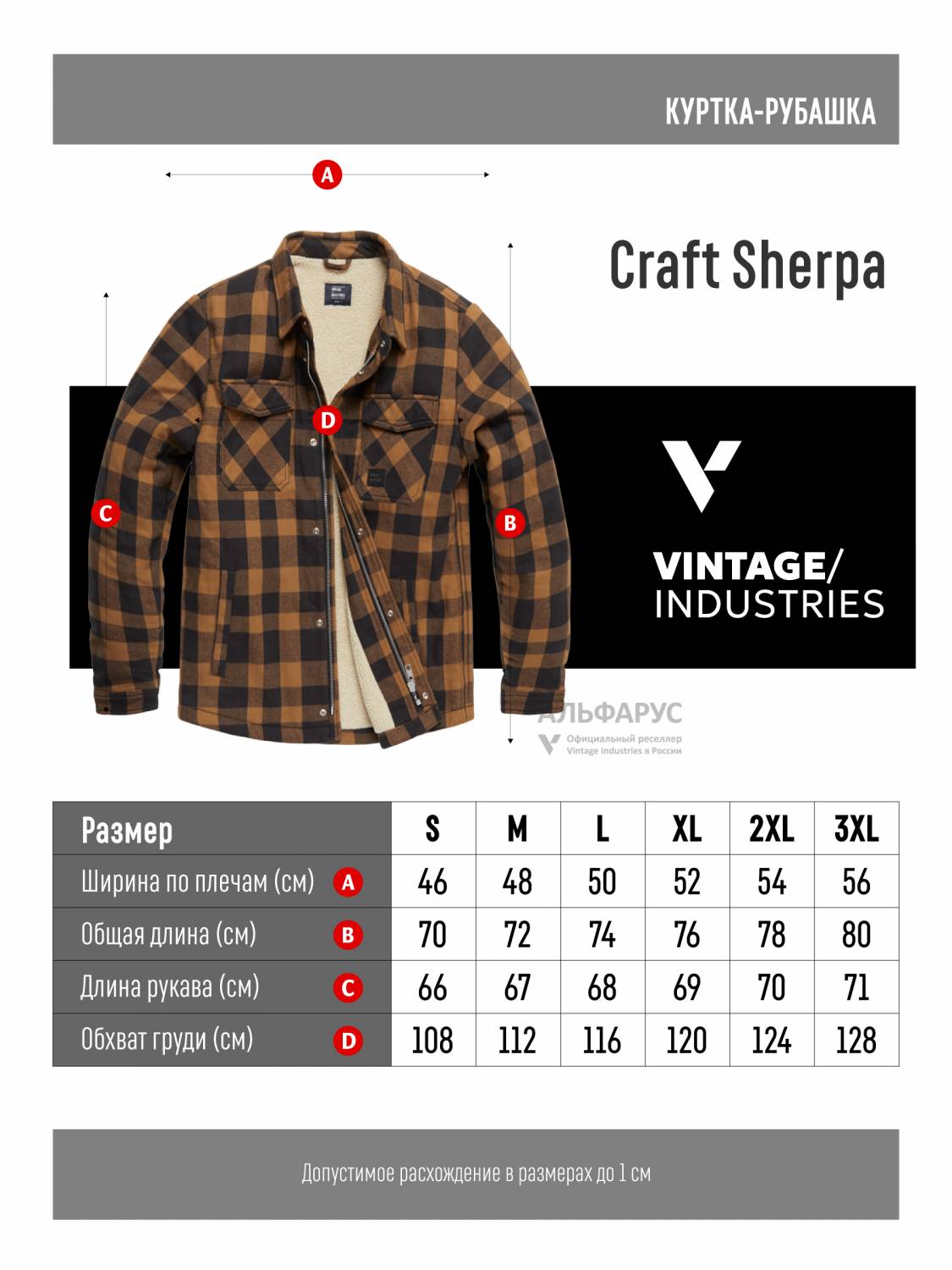 Куртка-рубашка / Шерпа утепленная мужская ''Craft'' (Yellow Check) Vintage Industries