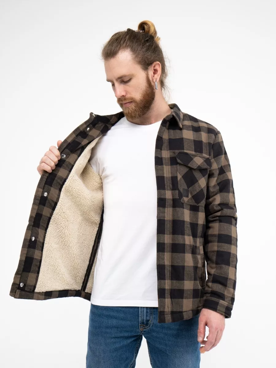 Куртка-рубашка / Шерпа утепленная мужская ''Craft'' (Beige Check) Vintage Industries