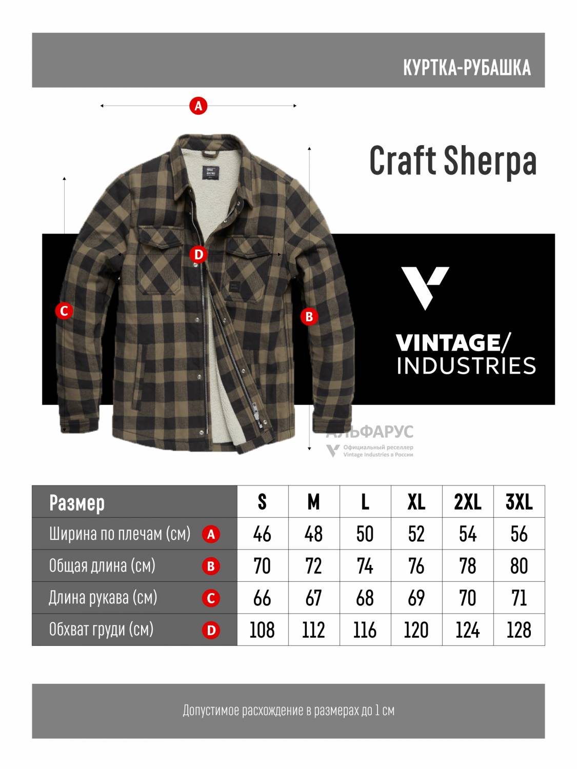 Куртка-рубашка / Шерпа утепленная мужская ''Craft'' (Beige Check) Vintage Industries