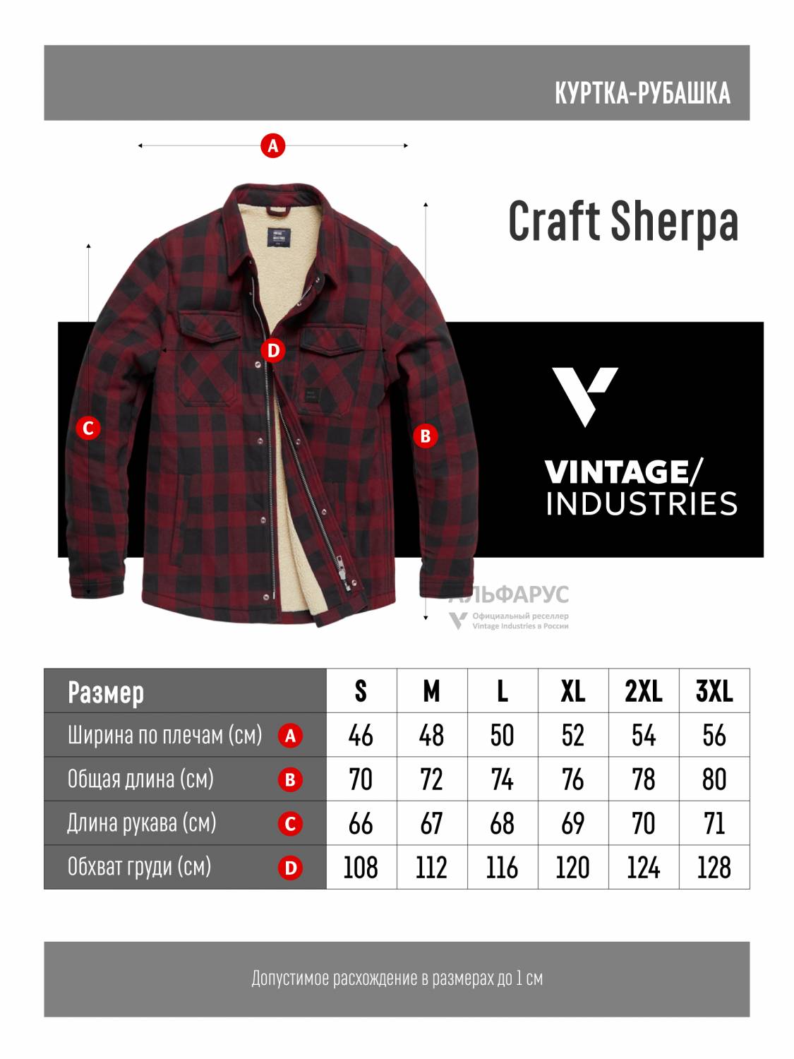 Куртка-рубашка / Шерпа утепленная мужская ''Craft'' (Red Check) Vintage Industries