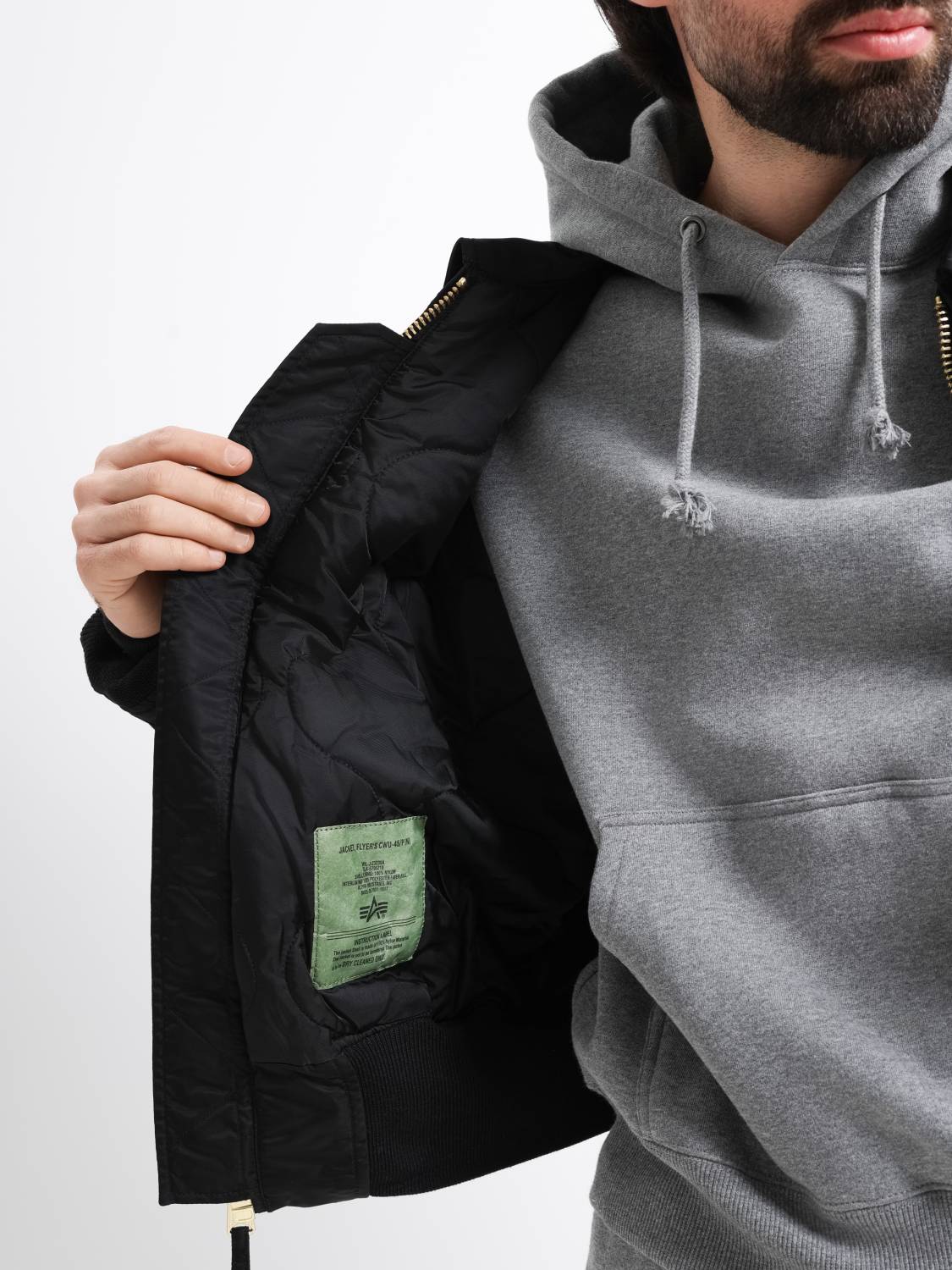 Куртка / Бомбер утепленный мужской "CWU 45/P" (Black) Alpha Industries