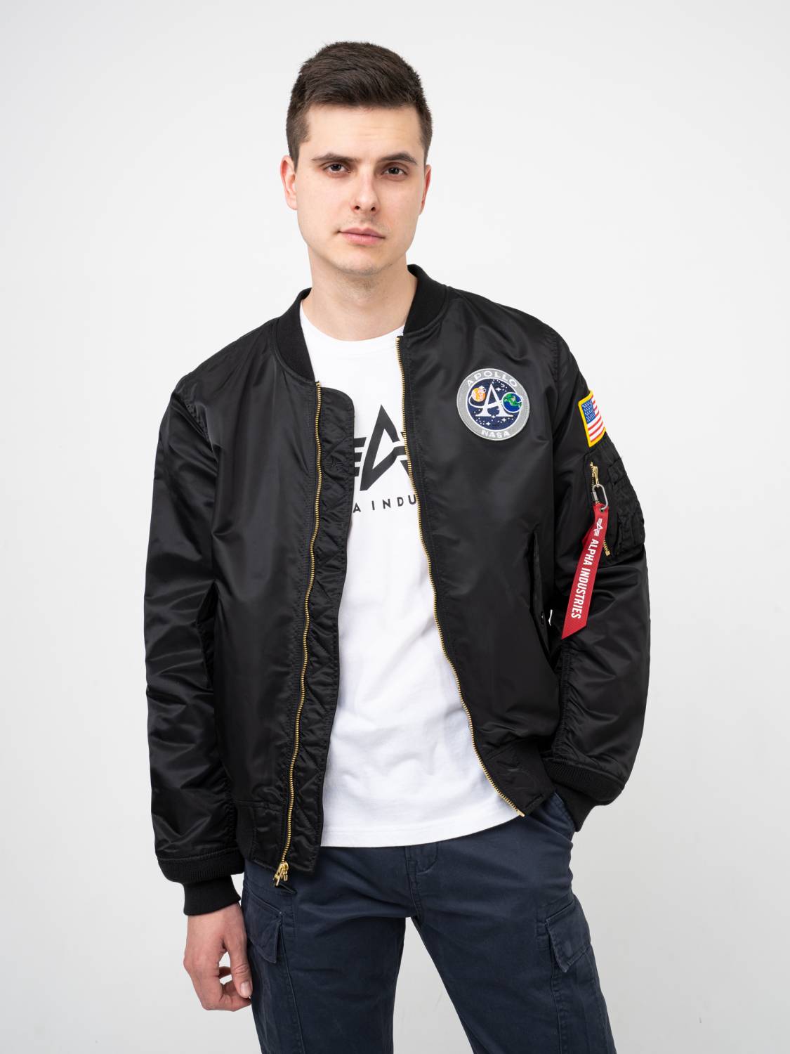 Куртка / Ветровка / Бомбер мужской "L-2B Apollo II" (Black) Alpha Industries