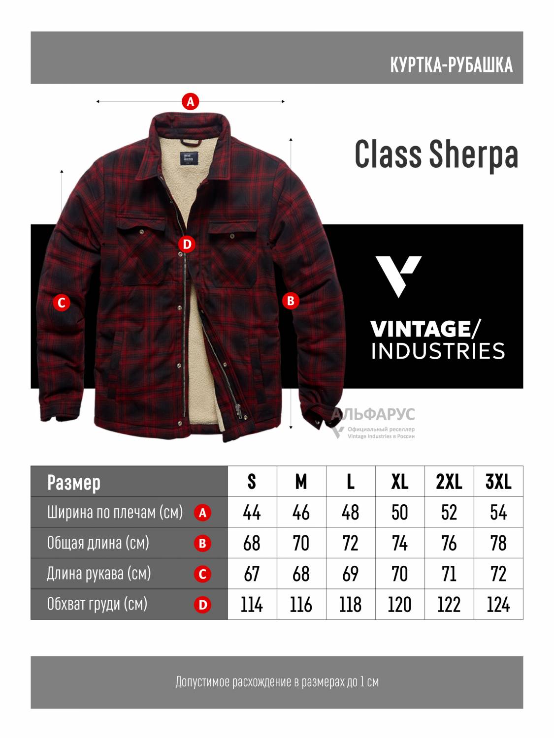 Куртка-рубашка / Шерпа утепленная мужская ''Class'' (Red Check) Vintage Industries