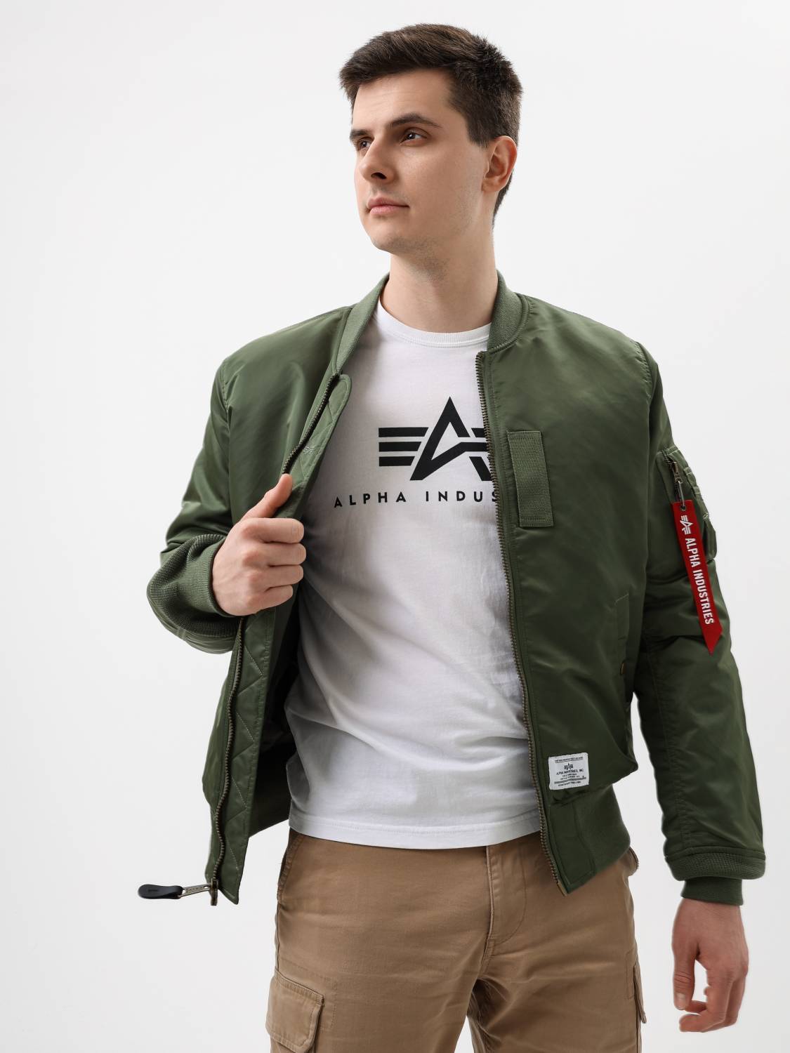 Куртка / Бомбер утепленный мужской ''MA-1 MOD'' (Sage) Alpha Industries