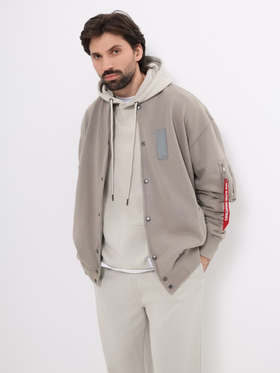 Куртка / Ветровка / Бомбер мужской оверсайз "French MA-1" (Mid Gray) Alpha Industries