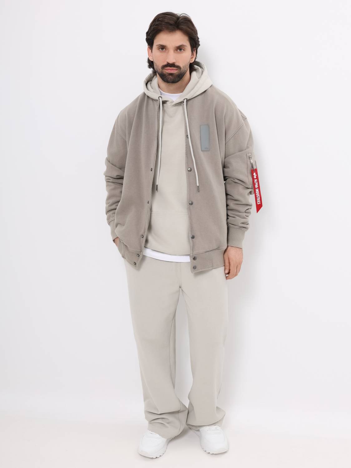 Куртка / Ветровка / Бомбер мужской оверсайз "French MA-1" (Mid Gray) Alpha Industries