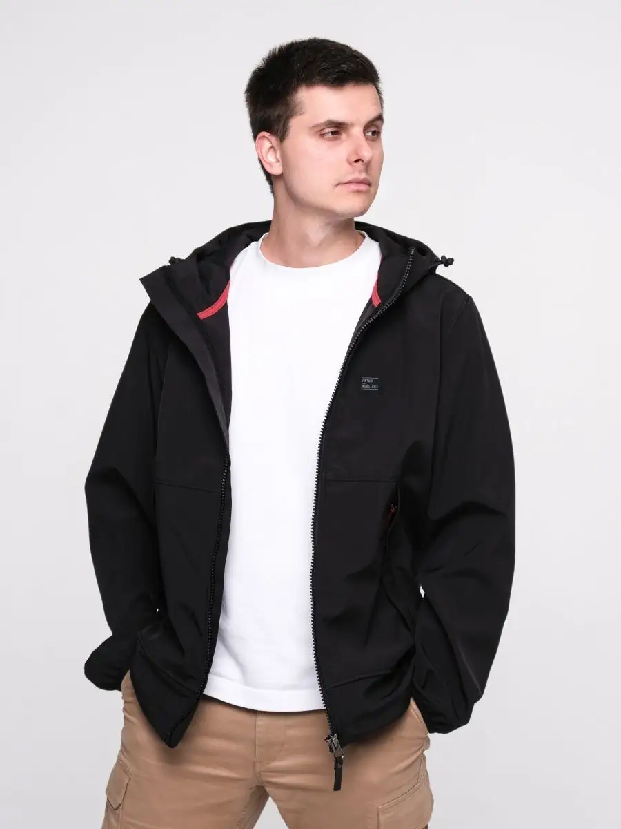 Куртка / Ветровка мужская "Jedd Softshell" (Black) Vintage Industries