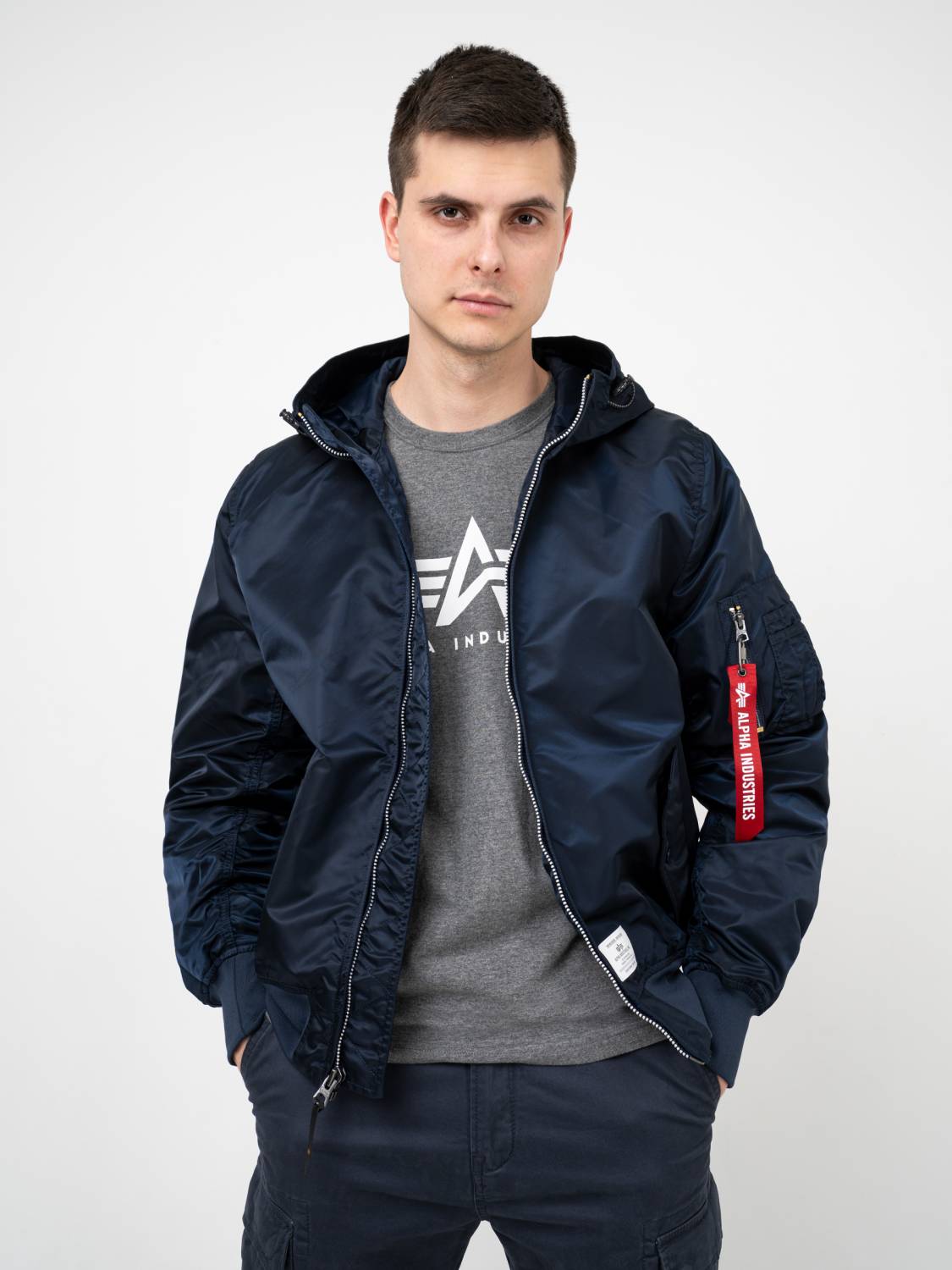Куртка / Ветровка / Бомбер мужской "L-2B Hooded Gen II" (Replica Blue) Alpha Industries