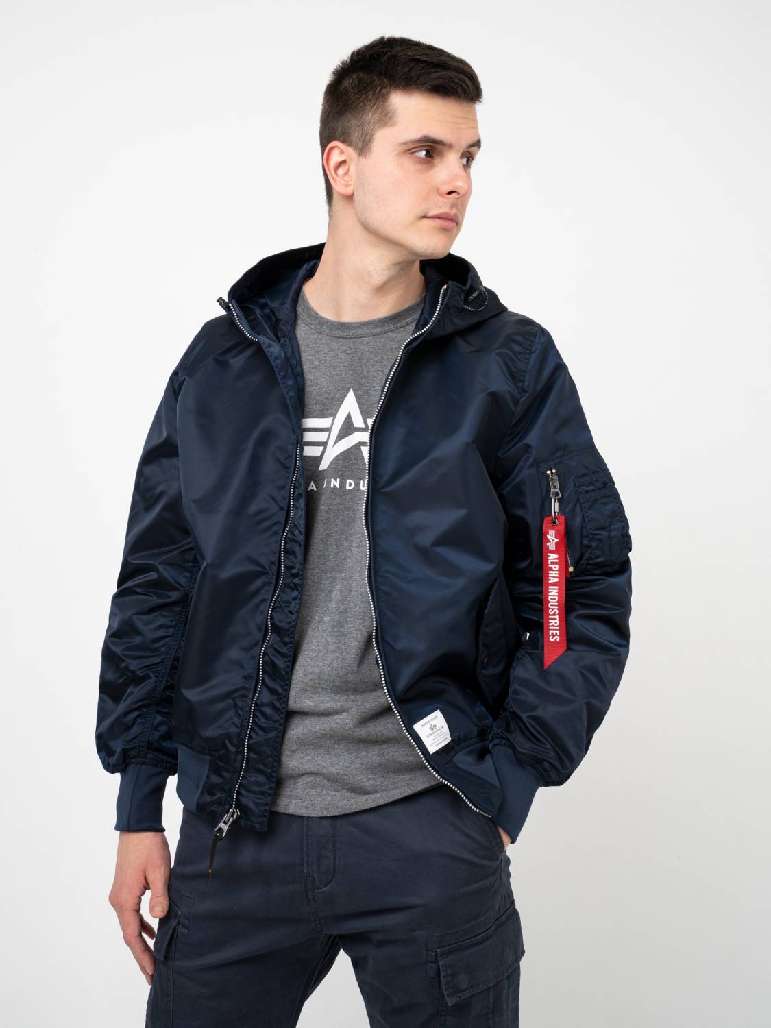 Куртка / Ветровка / Бомбер мужской "L-2B Hooded Gen II" (Replica Blue) Alpha Industries