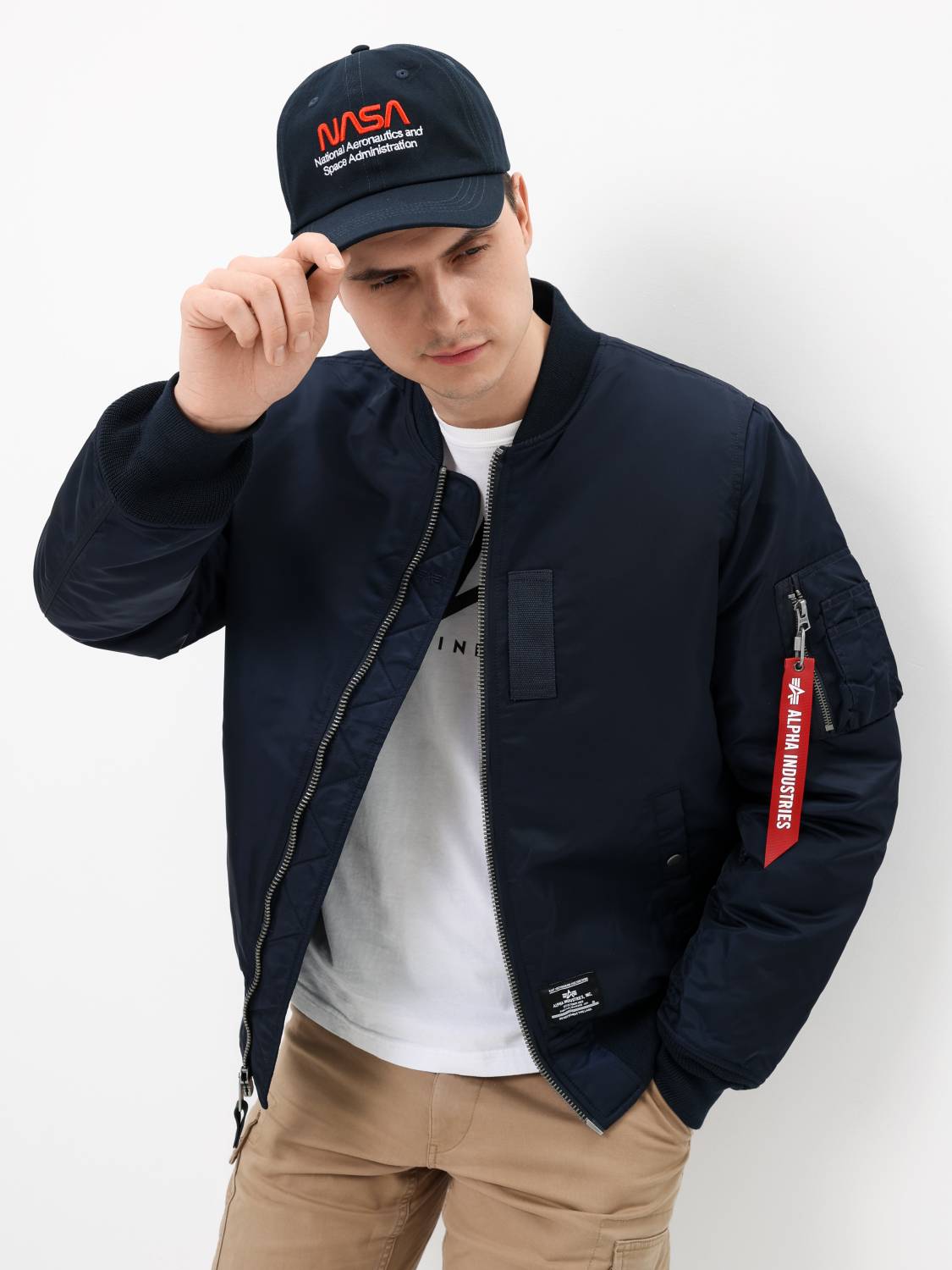 Куртка / Бомбер утепленный мужской ''MA-1 MOD'' (Replica Blue) Alpha Industries