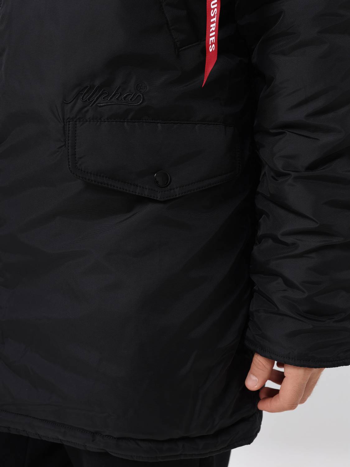 Куртка / Парка теплая мужская "N-3B Logo Oxford" (Black) Alpha Industries