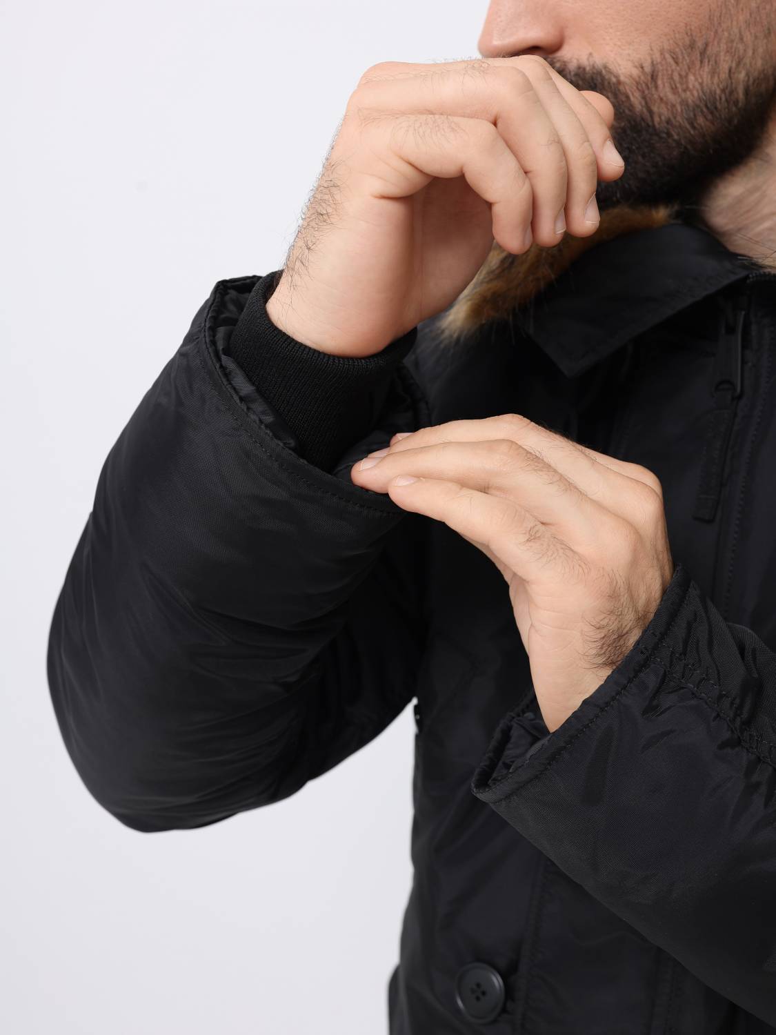 Куртка / Парка теплая мужская "N-3B Logo Oxford" (Black) Alpha Industries