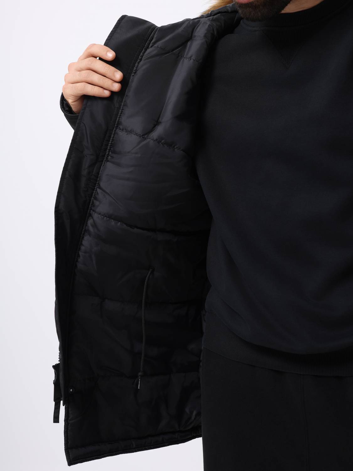 Куртка / Парка теплая мужская "N-3B Logo Oxford" (Black) Alpha Industries