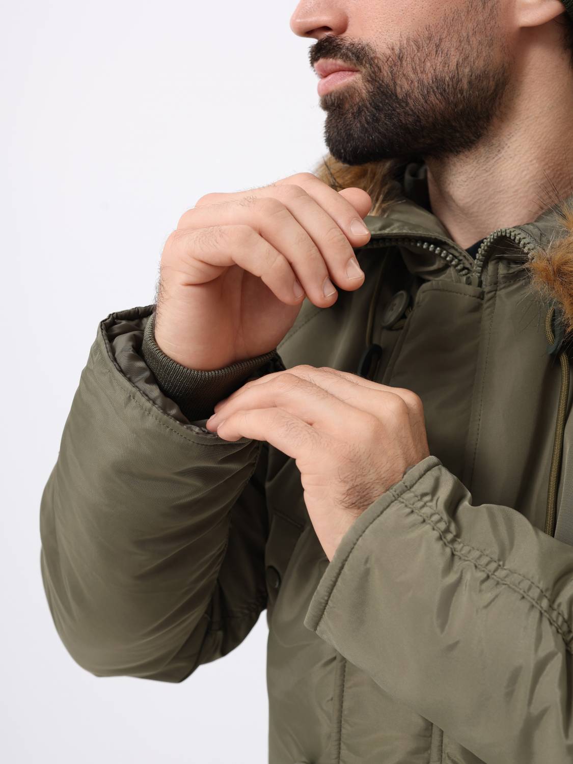 Куртка / Парка теплая мужская "N-3B Logo Oxford" (OG-107 Green) Alpha Industries