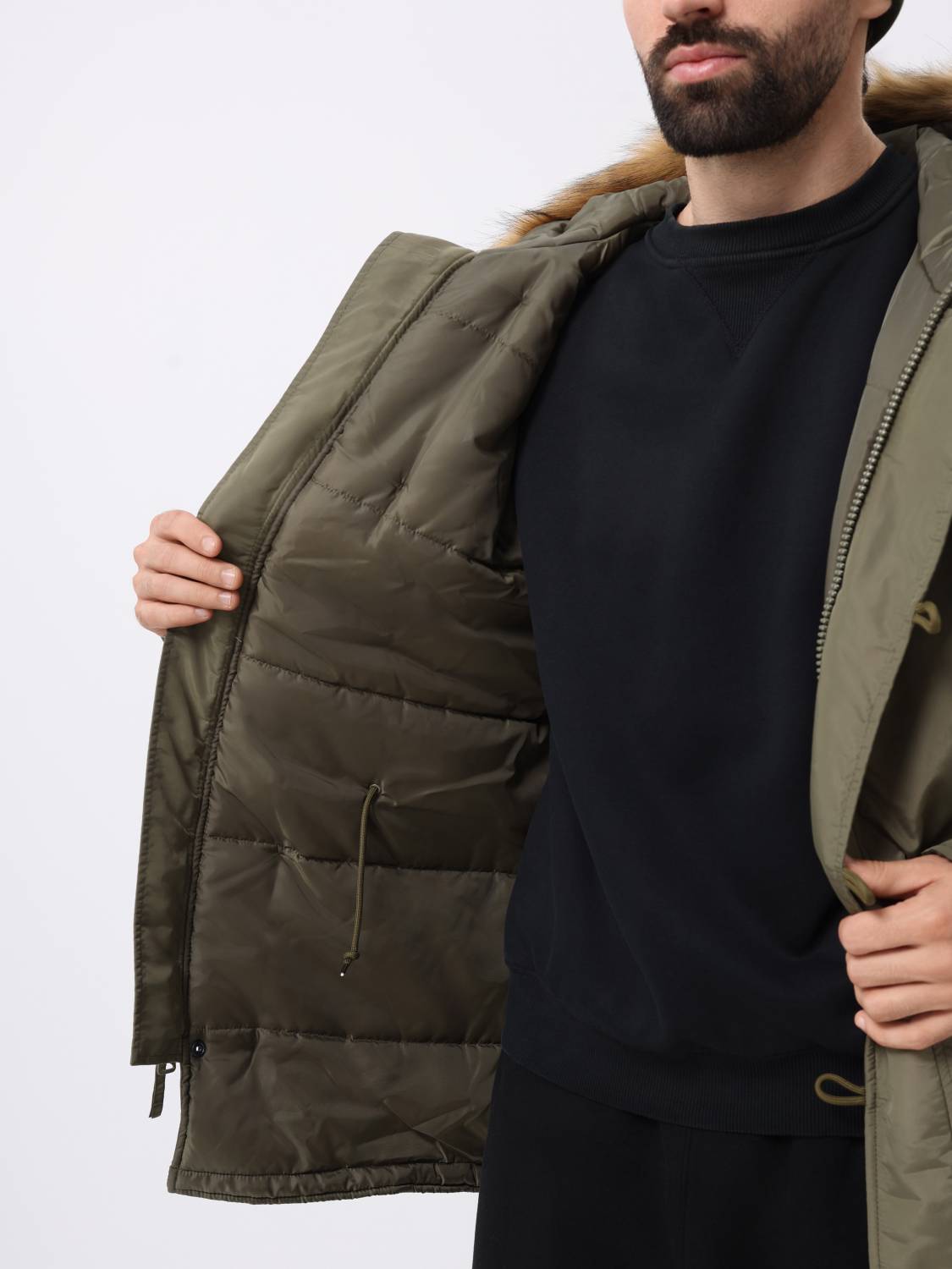 Куртка / Парка теплая мужская "N-3B Logo Oxford" (OG-107 Green) Alpha Industries