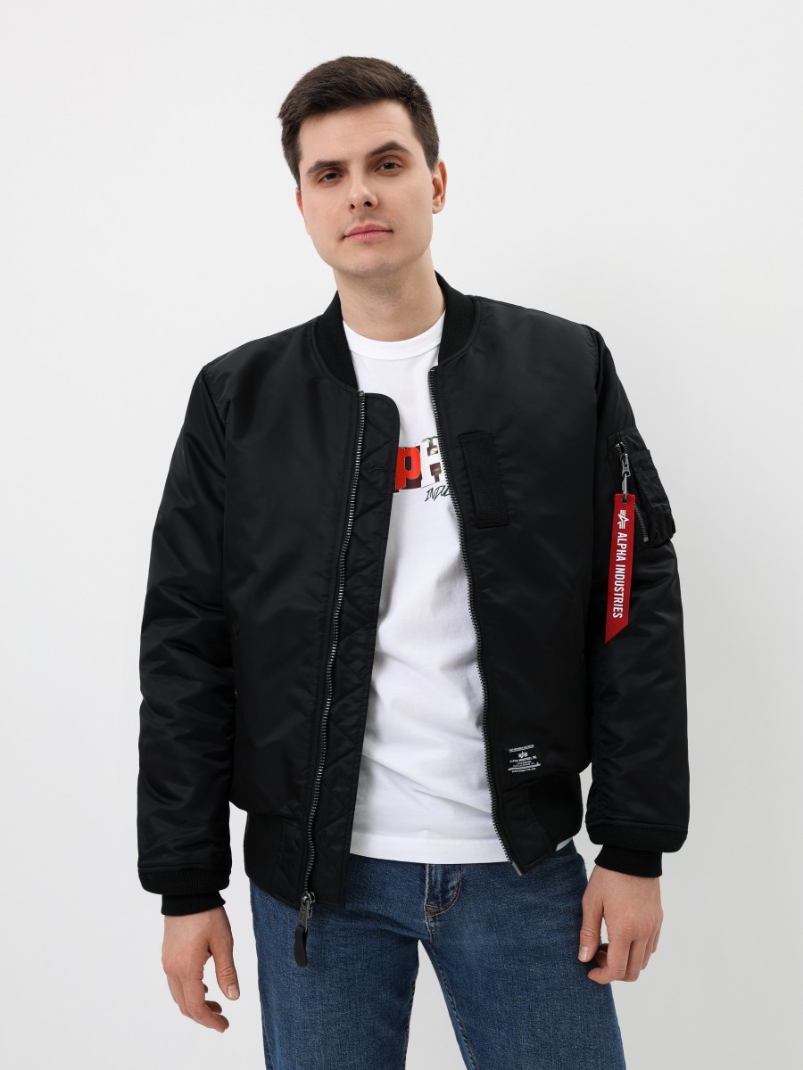 Куртка / Бомбер утепленный мужской ''MA-1 MOD'' (Black) Alpha Industries