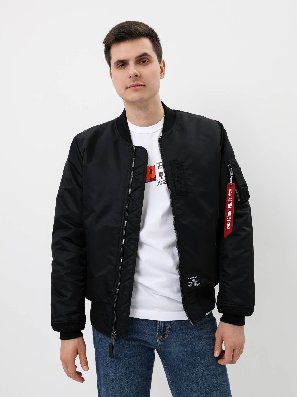 Куртка / Бомбер утепленный мужской ''MA-1 MOD'' (Black) Alpha Industries