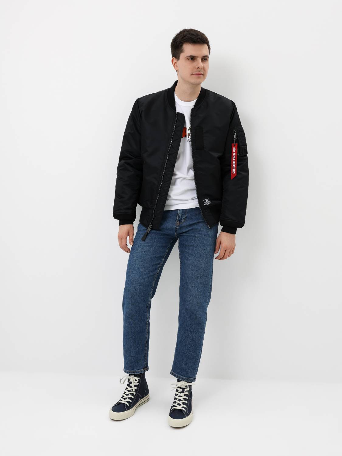 Куртка / Бомбер утепленный мужской ''MA-1 MOD'' (Black) Alpha Industries