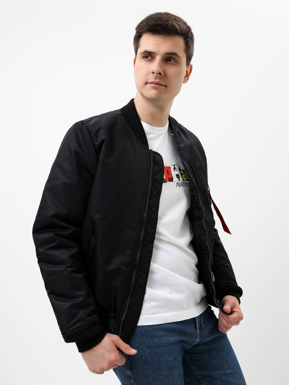 Куртка / Бомбер утепленный мужской ''MA-1 MOD'' (Black) Alpha Industries