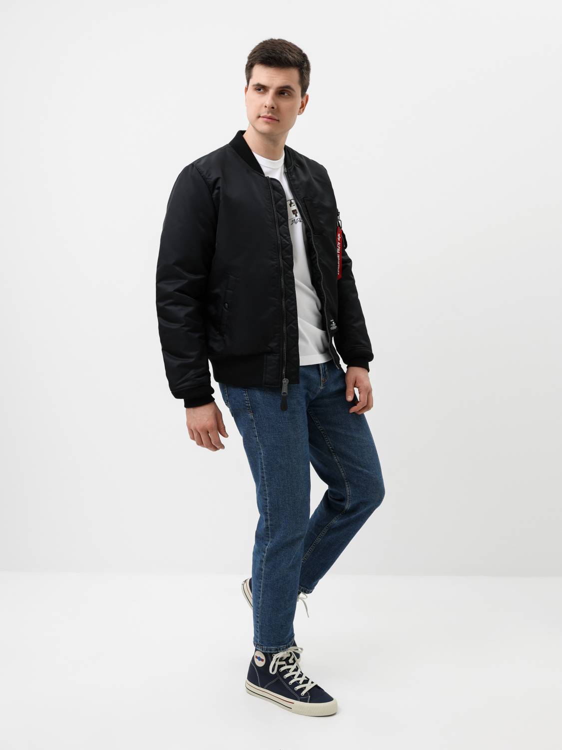 Куртка / Бомбер утепленный мужской ''MA-1 MOD'' (Black) Alpha Industries