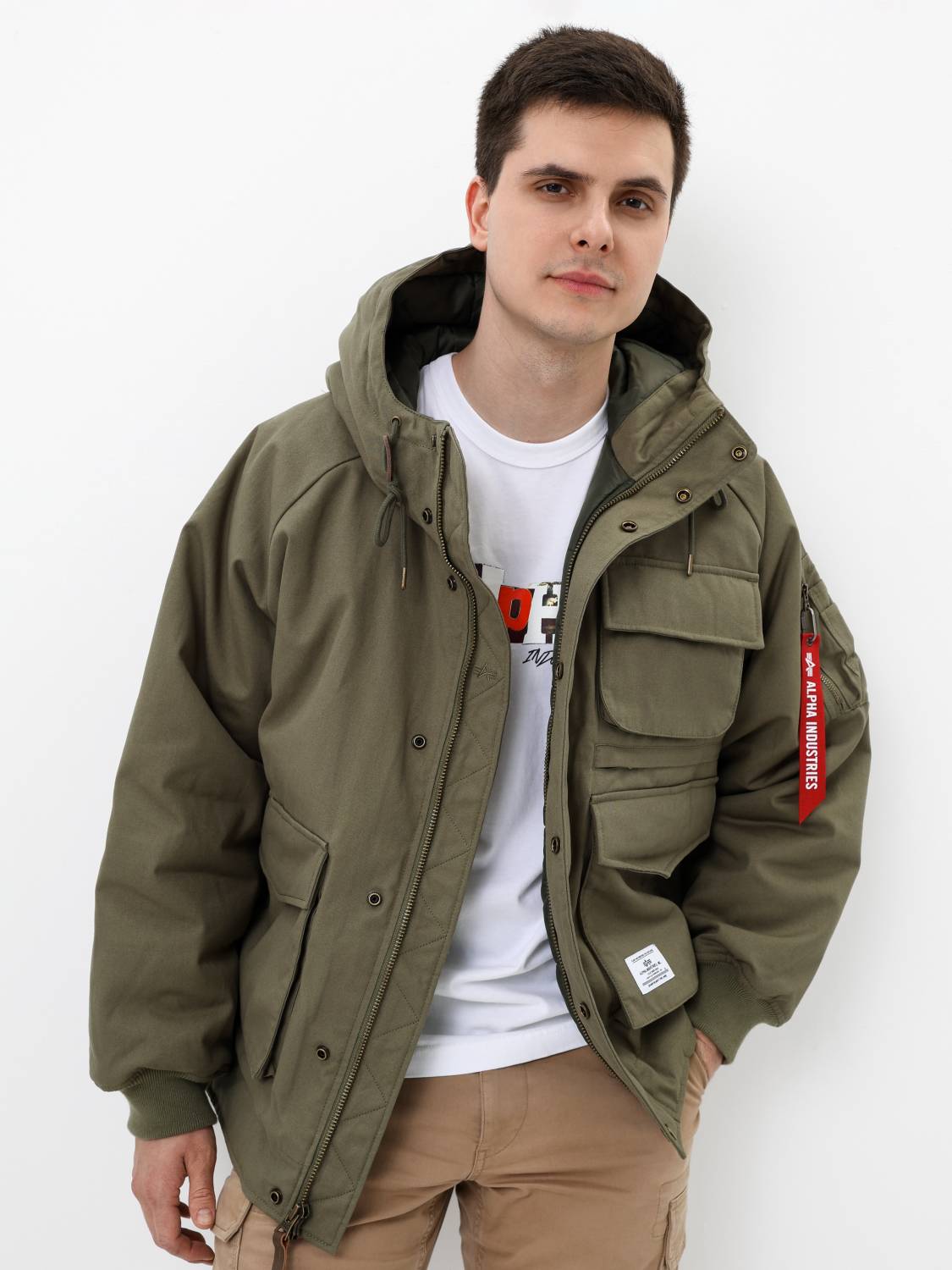 Куртка / Бомбер утепленный мужской ''MA-1 Hunting MOD'' (OG-107 Green) Alpha Industries