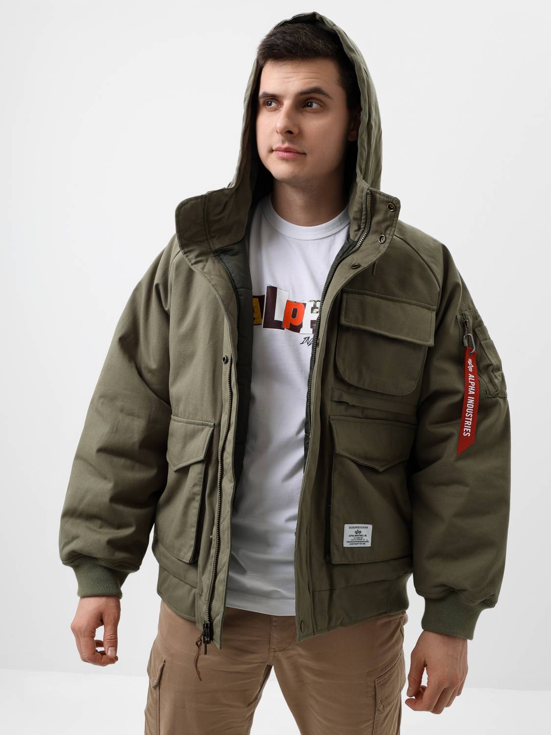 Куртка / Бомбер утепленный мужской ''MA-1 Hunting MOD'' (OG-107 Green) Alpha Industries