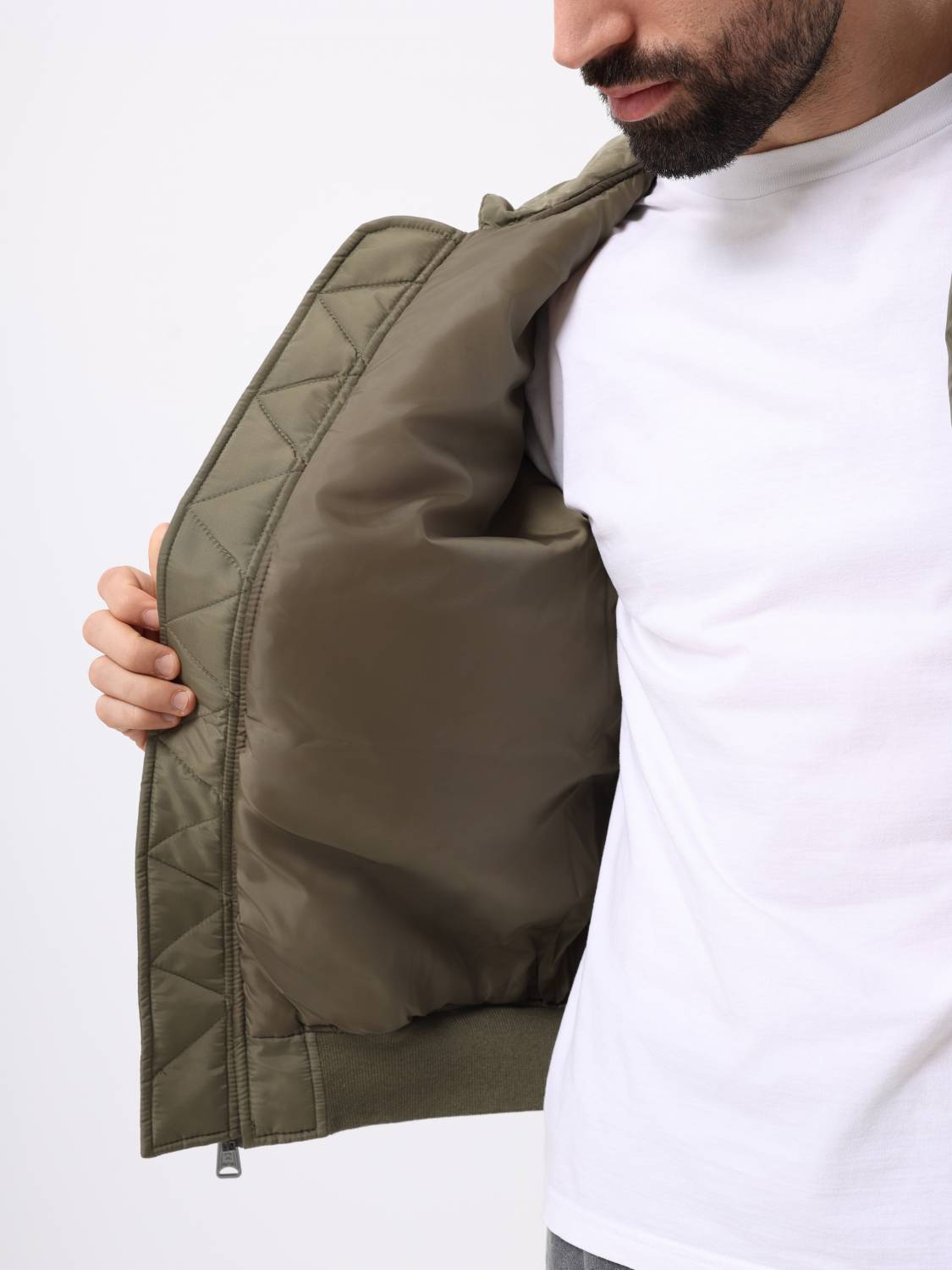 Куртка / Бомбер утепленный мужской '' MA-1 Hooded Logo Oxford'' (OG-107 Green) Alpha Industries